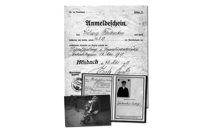 Anmelde-Urkunde aus dem Jahr 1927 als Start der Erfolgsgeschichte von Zweirad Stenger.